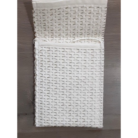 New handcrafted woven clutch shoulder bag woven ivory silver metallic 8"X6" - Picture 3 of 4